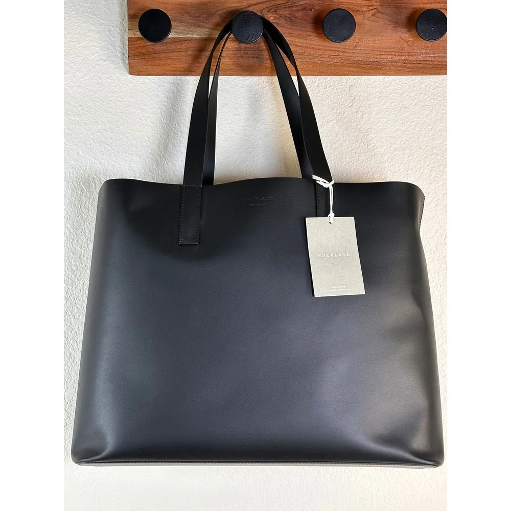 Everlane Day Market Tote Black Italian Leather Shoulder Bag NWT Made in Italy - Picture 9 of 9